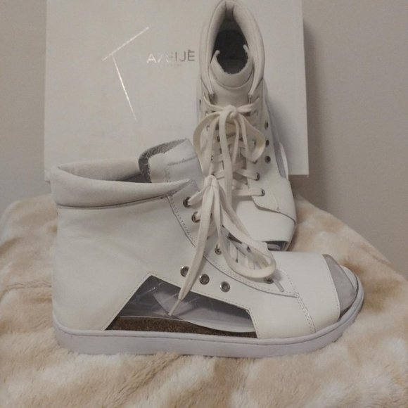 Aeria Nappa Leather Peep-Toe Sneaker Size Misses 10 M - Picture 8 of 10